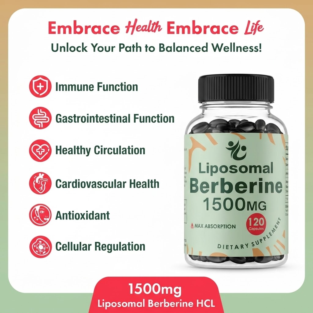 Berberine Hcl Capsule - Berberina HCL Lipossomal - 1500mg, Suplemento