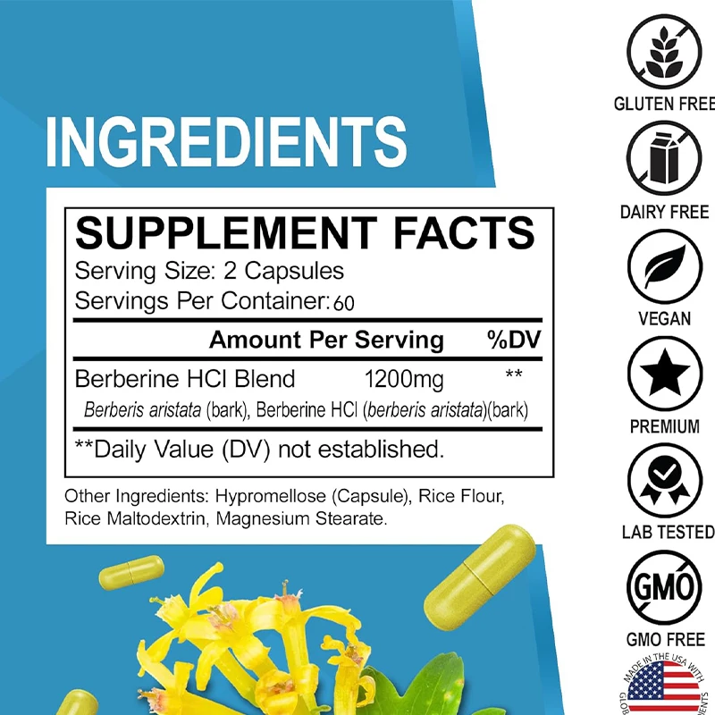 Suplemento HCL de 1200mg, supo - Berberine Hcl Capsule avaliação e preço